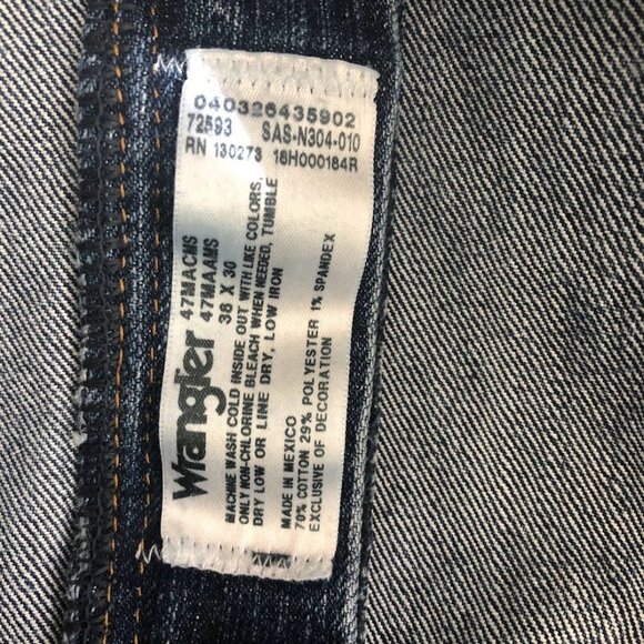 Wrangler 47 Regular Fit Men's Advanced Comfort Denim Blue Jeans 38 x 30 - Picture 7 of 11